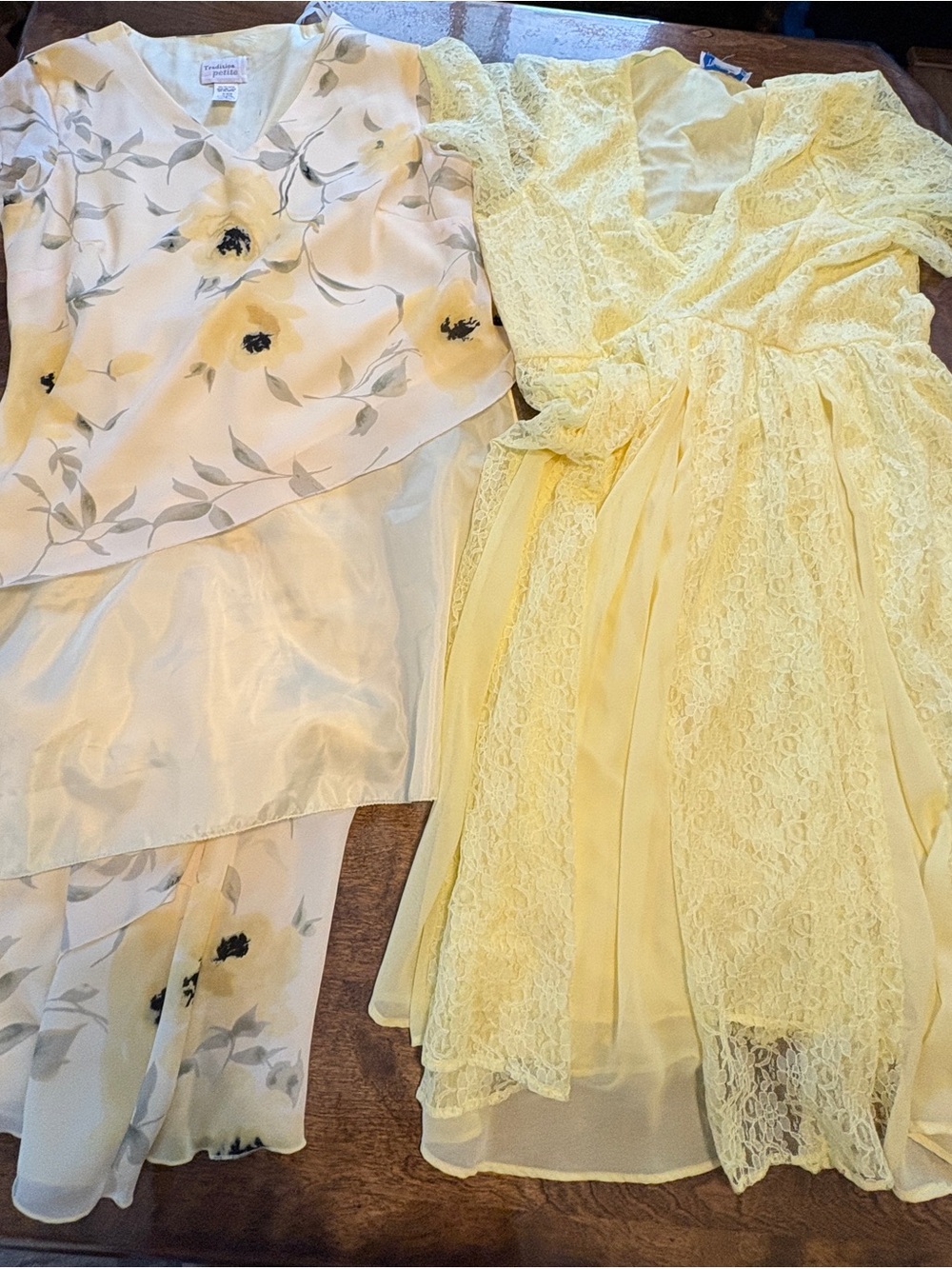 Women’s Yellow Lace Party Dress - Soft Yellow Floral Overlay Option